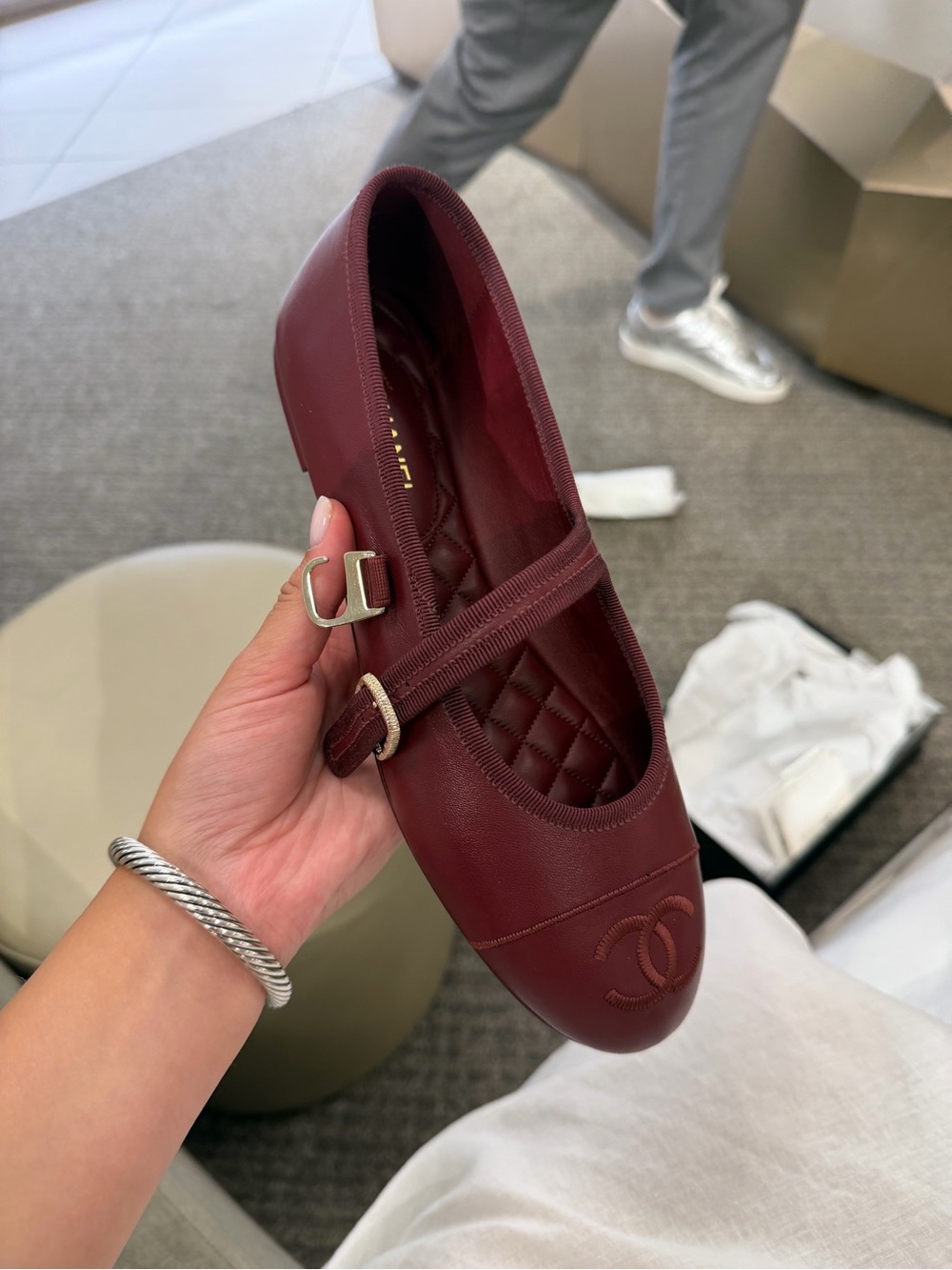 Chanel burgandy Mary Jane’s